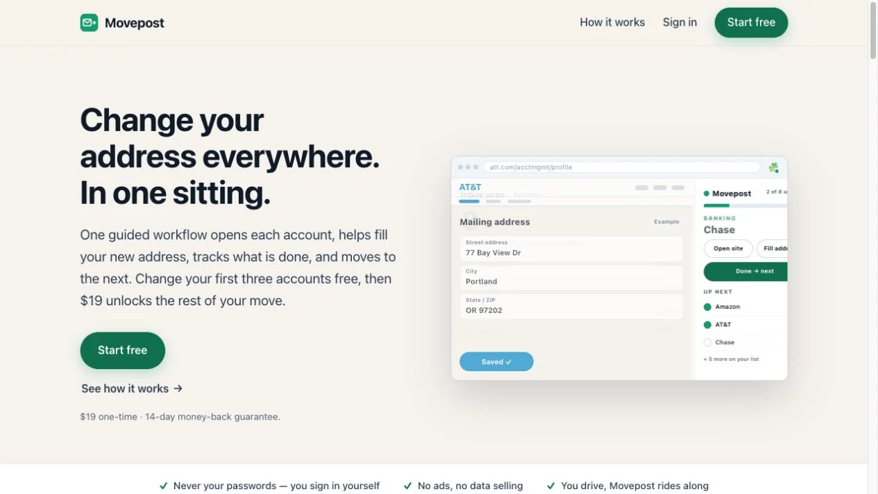 Movepost public website